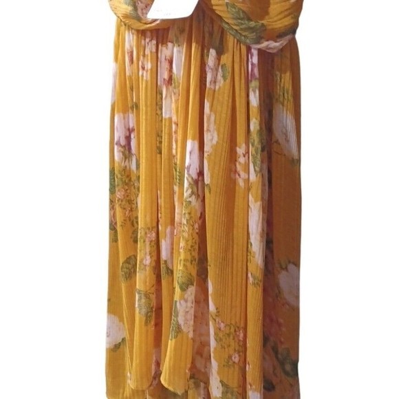 Free People Yellow Floral Hi Lo Hem Removable Spaghetti Strap XS Tunic Top NEW - Picture 4 of 4